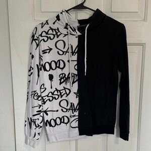 On Fire medium black and white hoodie women’s